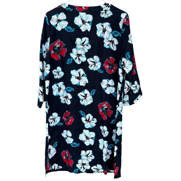 NWT Talbots 100% Linen Hibiscus Tunic Dress - Red White Blue - Size Medium - Picture 11 of 13